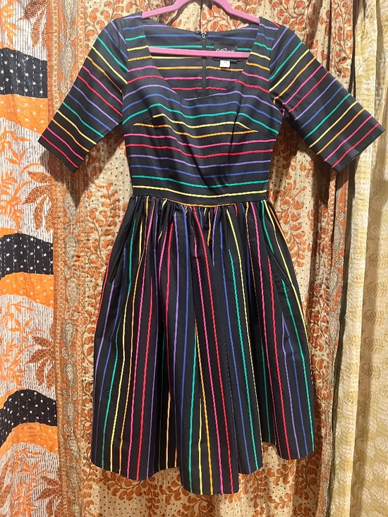 Collectif Dresses & Skirts - Collectif Rainbow Fit and Flare Dress XXS